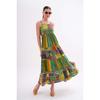 Women's Ethnic Patterned Rope Strap Long Dress