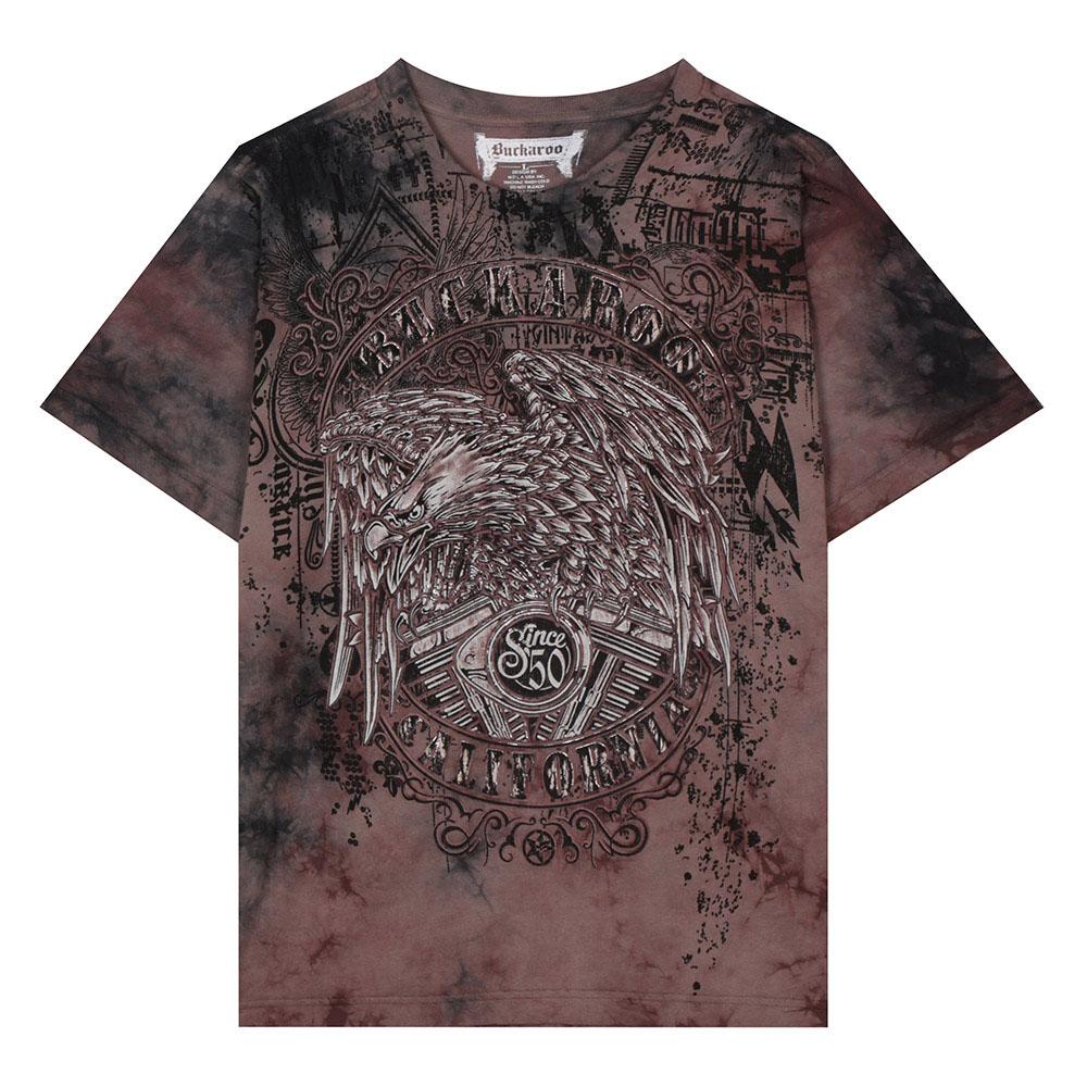 Burkeru Single Vintage Eagle Artwork Short Sleeve T-Shirt Brown Brown_M