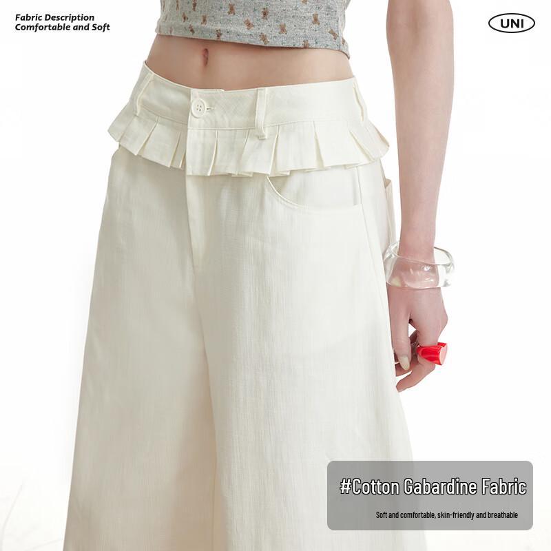 unifree Korean Style Lace Hem Wide-Leg Pants