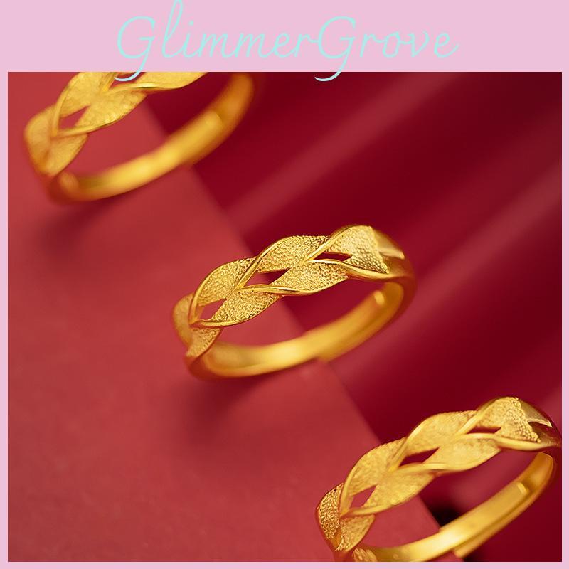 Zlacený prsten s bodci ve stylu pšenice, nastavitelná velikost, trendy dámský šperk, dárek