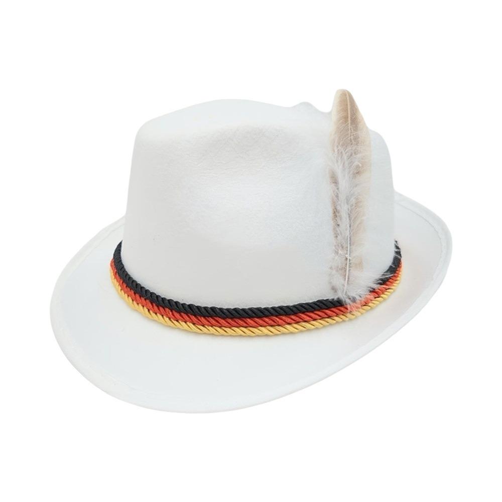 Decorative Side Cord Bavarian Feather Hat Structured Brim Jazz Cap New Costume Cap Men Women