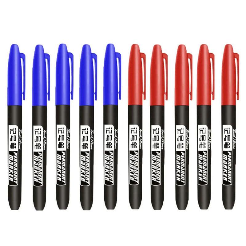 6/10 PCS Permanent Marker Pen Manga Drawing Markers Black Blue Red Waterproof Ink Sketch Pens Stationery Art School Supplies