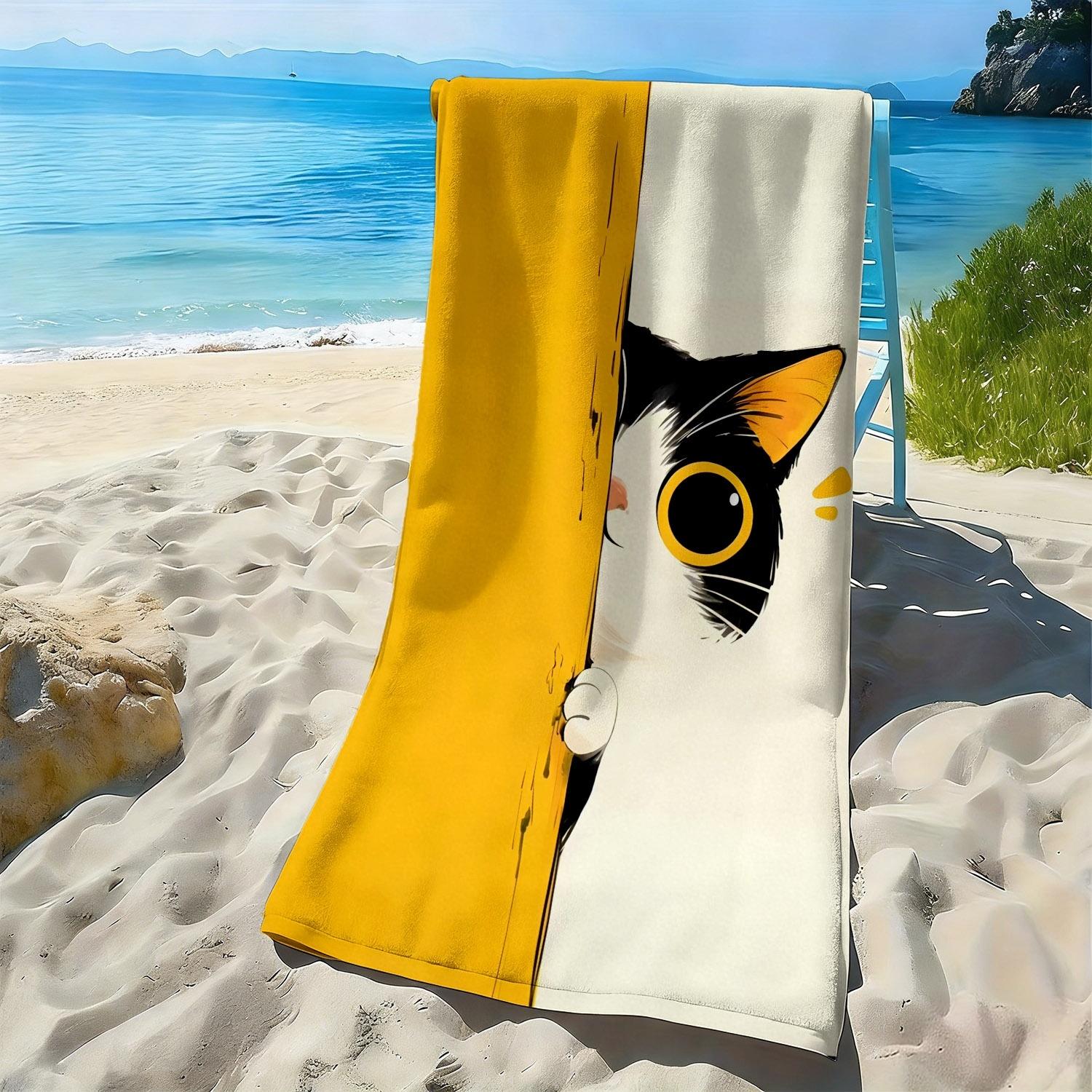 

Fun Cartoon Cat Theme polyester microfiber beach towel is highly absorbent, suitable for swimming and beach outings W40*H60(CM)