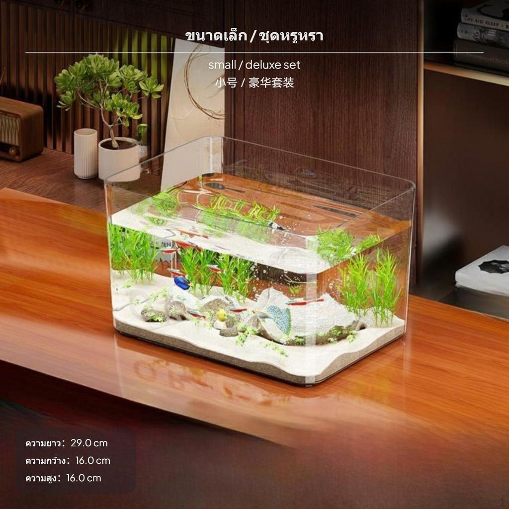 Transparent PET Desktop Aquarium, GlassLike Small Fish Turtle Tank 29x16x16cm Basic