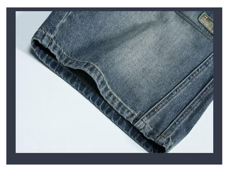 Men's Retro Washed Distressed Denim Shorts - Loose, Elastic Waist, 5-Point Straight Fit for Summer Trend