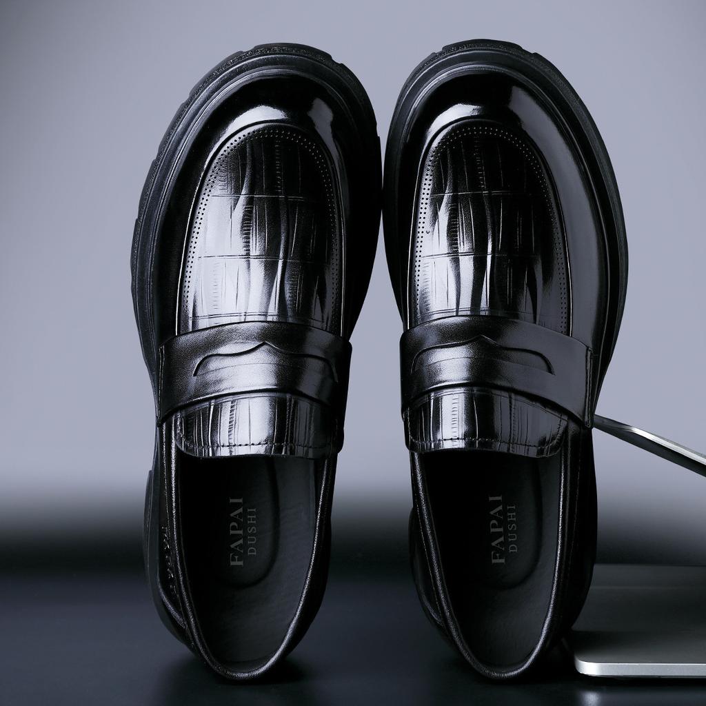 Autumn New Casual Leather Shoes Men's Leather One-pedal Loafers First Layer Cowhide Business Dress Commuter Leather Shoes Tide