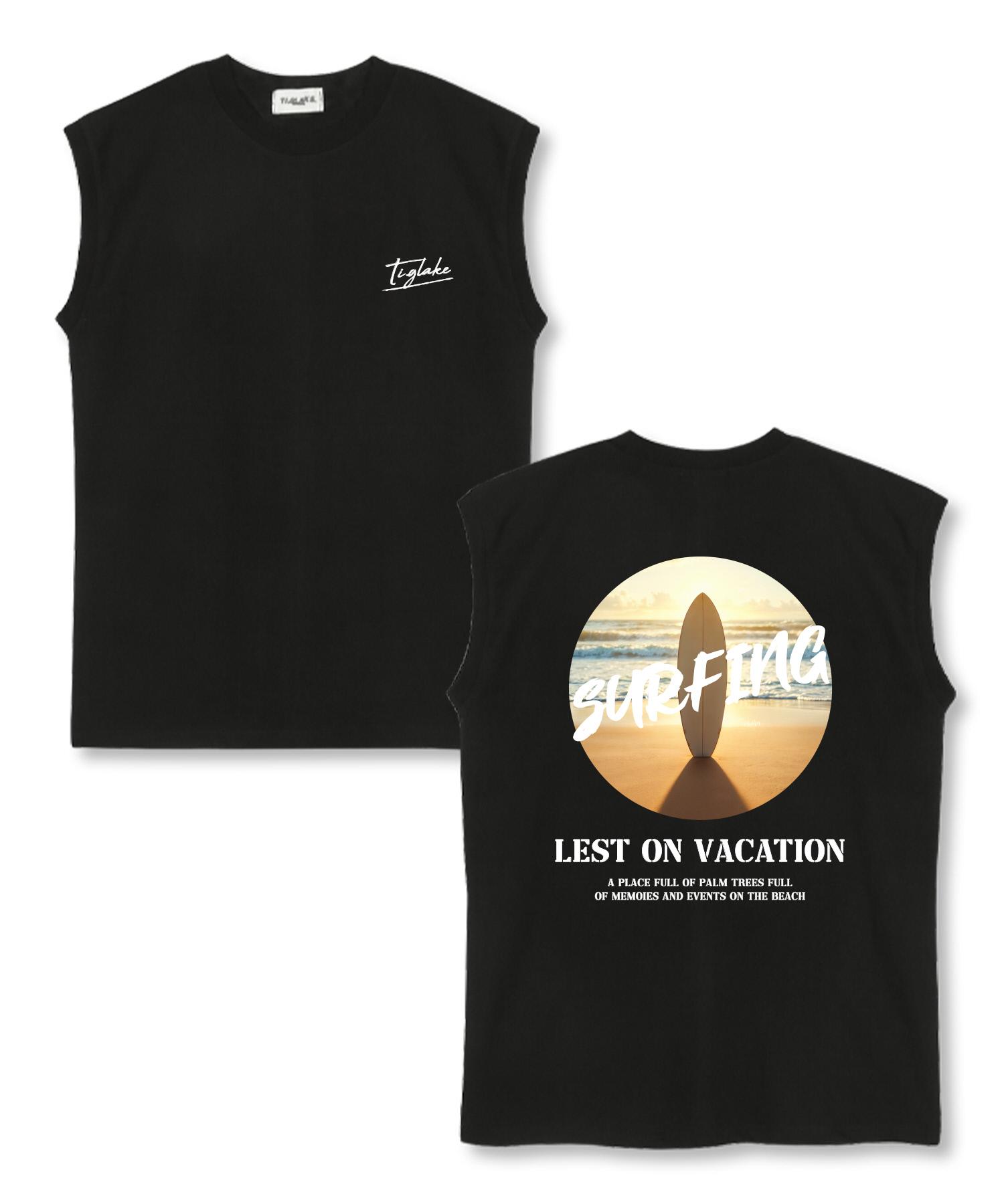 Tee Glake On Vacation Oversized Sleeveless T-Shirt Black Xl