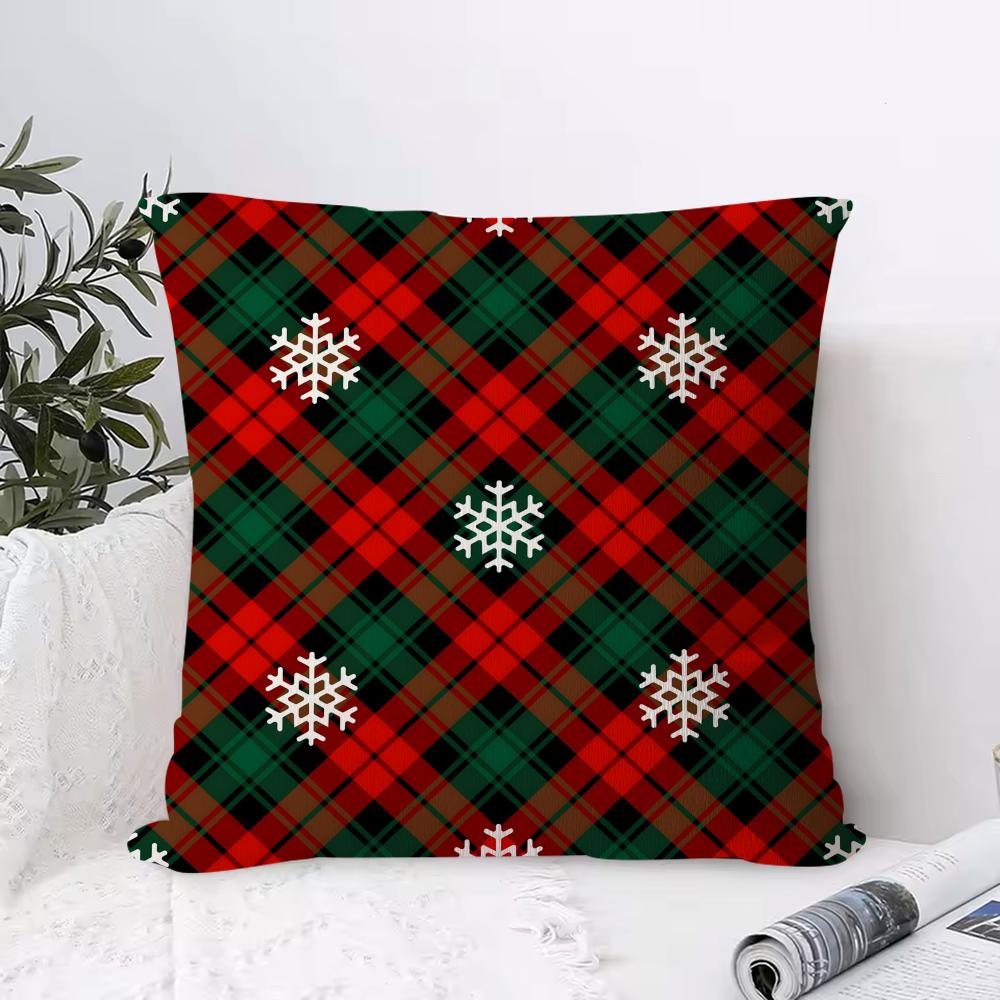 C-Weihnachten Schneeflockenmuster Kissenbezug Quadratisches Kissen Schlafzimmer Sofa Freizeit Komfortkissen Wohnzimmer Heimdekoration