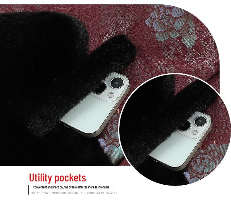 Chic New Chinese Style Faux Fur Fleece Jacket for Elderly Women