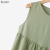 ZANZEA Women Casual Round Neck Solid Color Sleeveless Long Dress