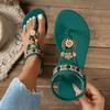 Women's Large-sized Bohemian Beaded Stylish Flat Sandals, Summer New Style Flat Breathable Casual Sandals for Women
