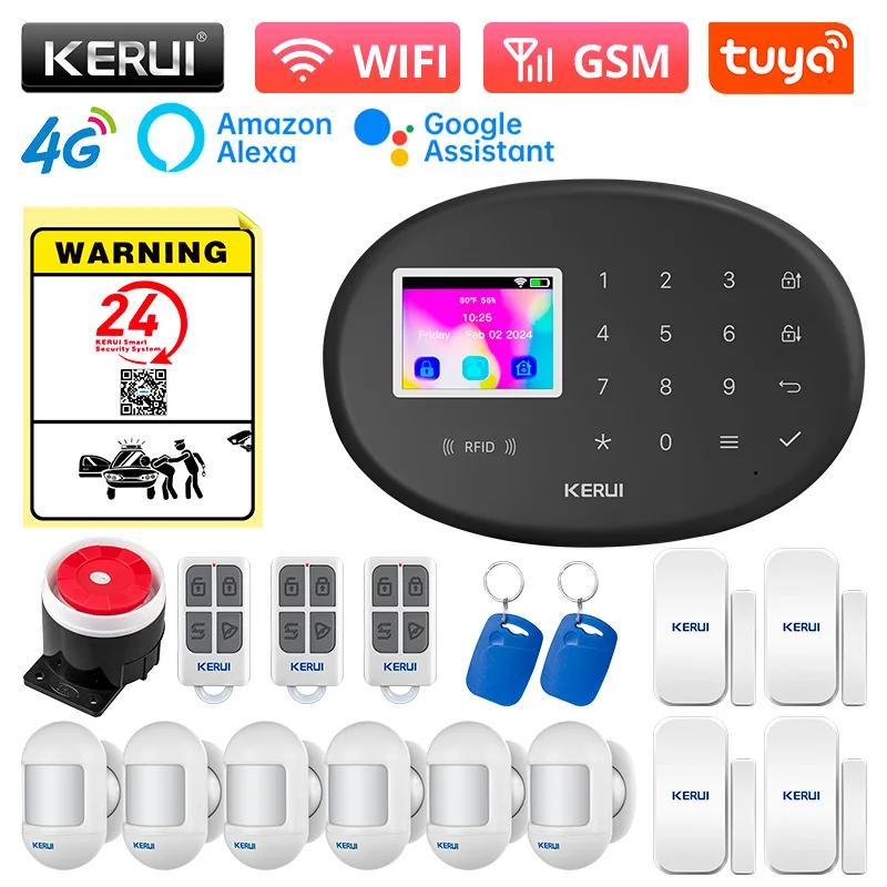 KERUI WiFi + 4G/2G Home Security Alarm System with PIR Motion Detector Door Sensor Tuya Smart Burglar Alarms Wireless Zones W204