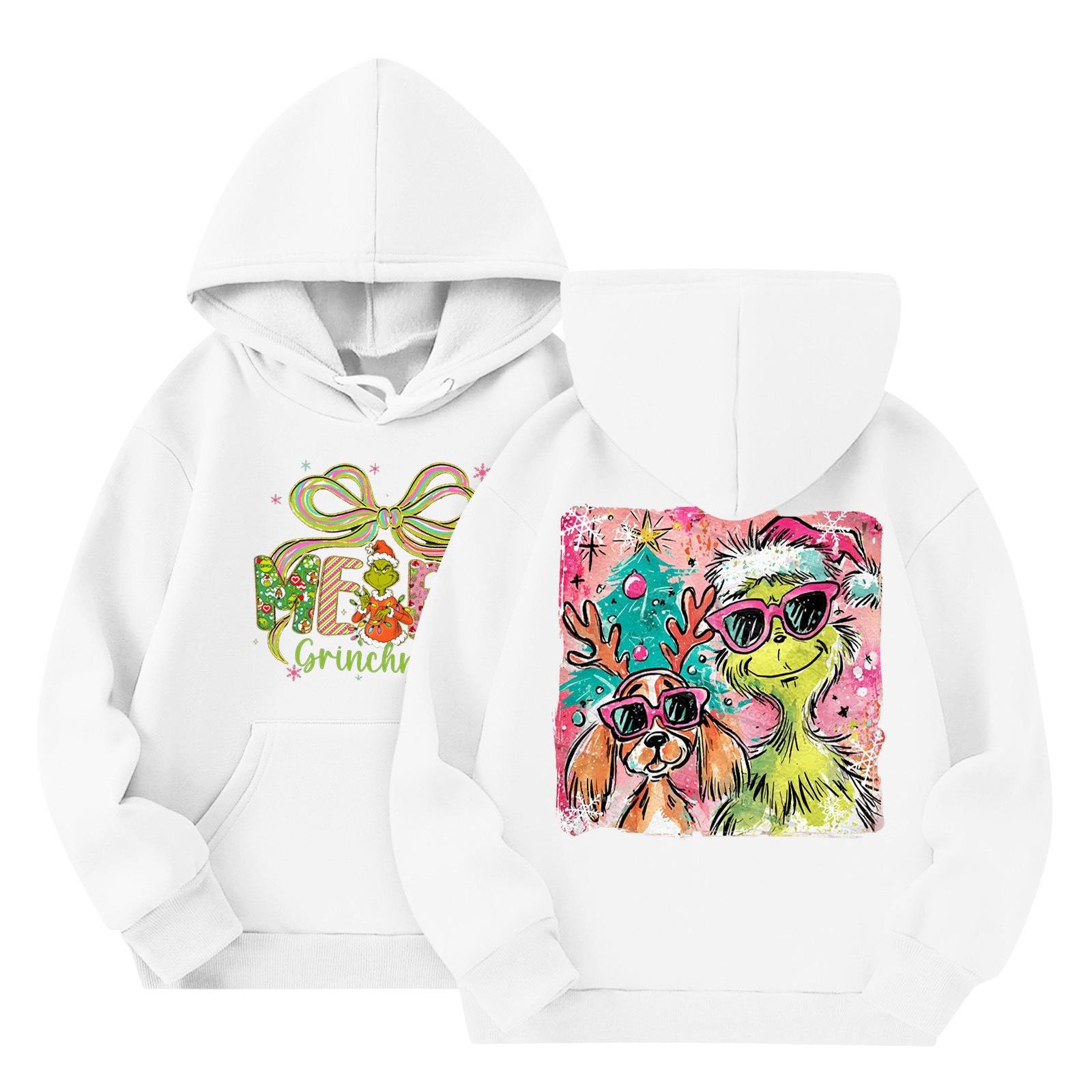 

Детская мода Легкий пуловер с длинным рукавом с карманами Толстовка с принтом 160 белый