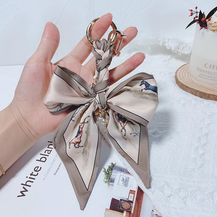 Woven Bow Scarf Keychain - Trendy Car Ring & Women's Bag Pendant