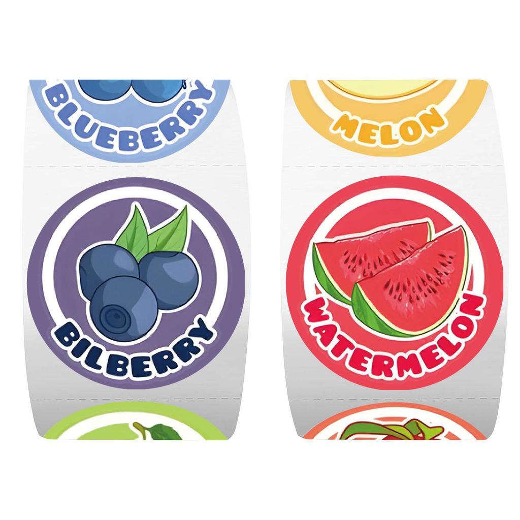 Cross-Border Fruit English Sticker Roll for DIY Journals - Round Die-cut Adhesive Sealing Labels