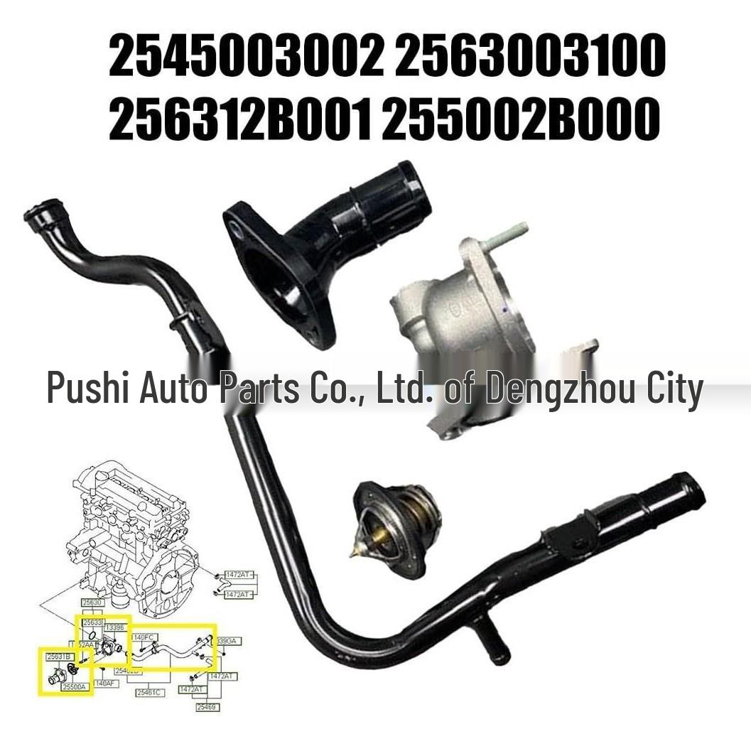 Hyundai Thermostat Kühler Kühlmittelschlauch Set 2545003002, 2563003100, 255002B000 4-Piece Set