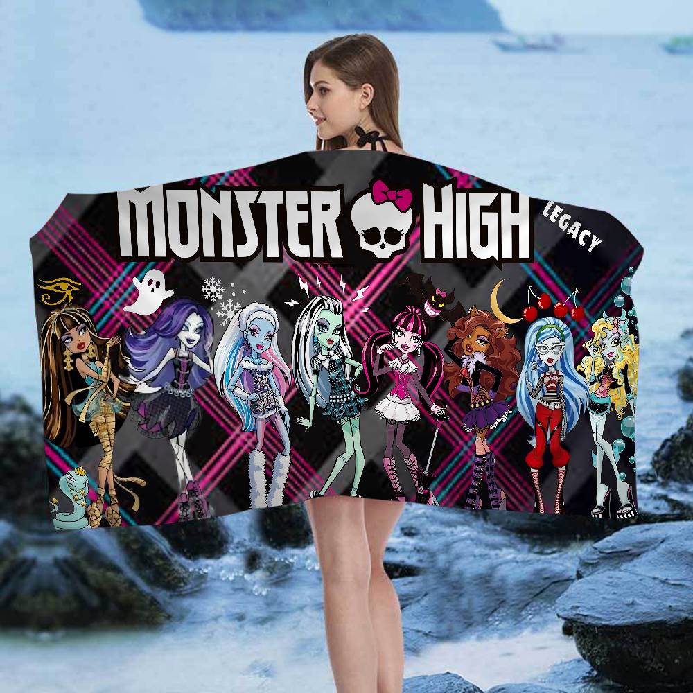 Cartoon M-monster High Classic Anime Beach Swimming Towel Soft Absorbent Washcloth Children's Gifts for Kids Travel Camping Gym