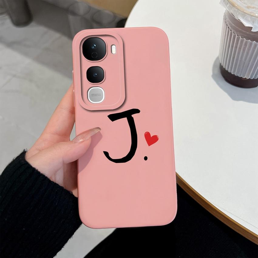 For Vivo Y400 Pro Y100 Y200e Y02 Y03 Y04 Y28 Y29 Y29S Cute Art Letter Phone Case Lens Protection Liquid Silicone Shockproof Soft Covers For Vivo Shell