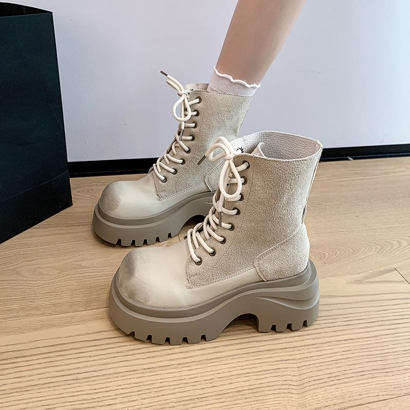European thick-soled Martin boots women's 2025 new spring and autumn British style retro casual short locomotive boots versatile single boots
