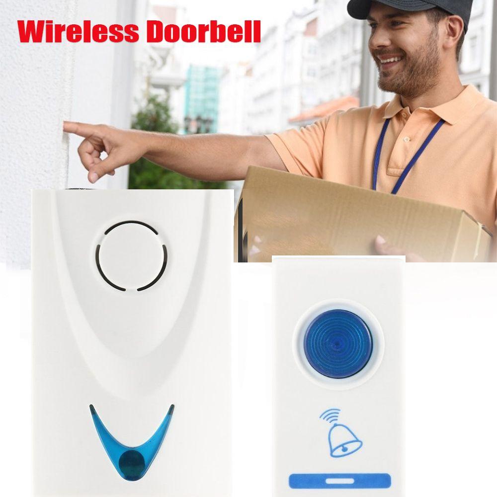 Button Chime LED Battery Powered Remote Control Wireless Doorbell 32 Tune Songs Door Bell