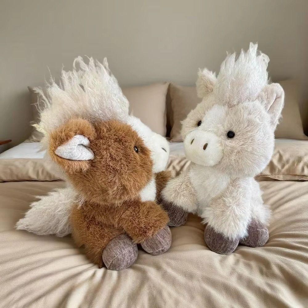 Fluffy Simulation Stuffered Pony Doll PP Cotton Long Hair Horse Stuffed Doll Birthday Parties