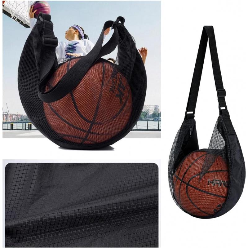 Scheurvast Net Enkele Bal Tas Past op Maat 7 Basketbal Voetbal Volleybal Crossbody Drager Met Verstelbare Band & Rits