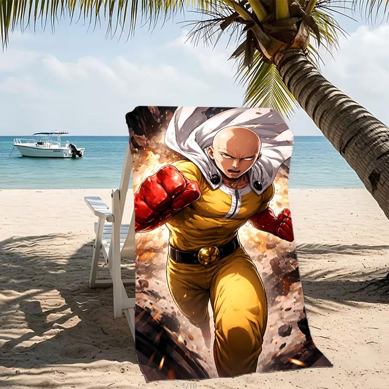Beach Towel with One Punch Man Saitama Pattern - soft,absorbent,machine washable Lightweight&Modern,swimming,Travel Essentials