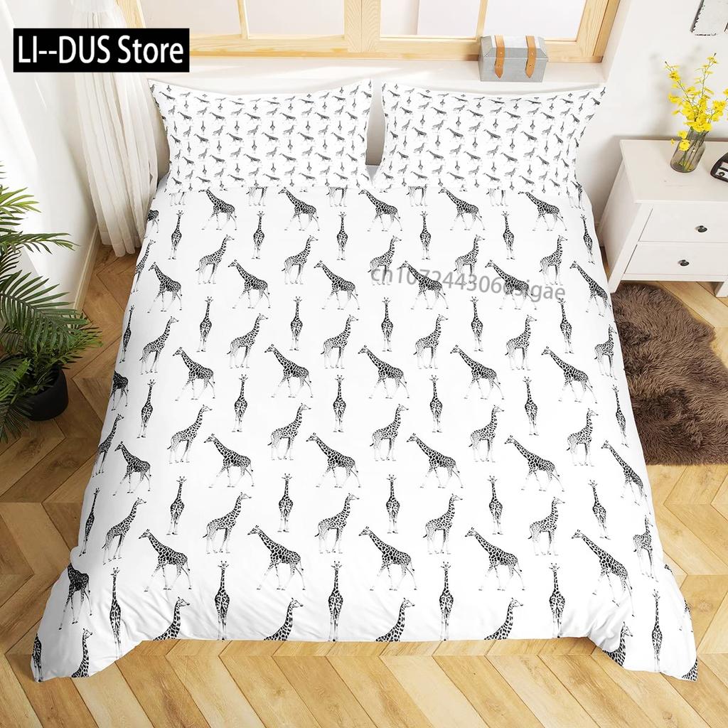 Wild Animal Giraffe Comforter Set Twin King Size Bedding Set for Kids Adults Decor Comforter Quilt Set with 2 Pillowcase 3Pcs