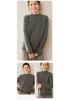 Women's Cable Knit Cashmere Pullover with Built-in Stand-up Collar Base Layer Sweater