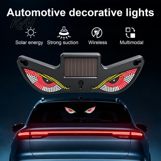 Type-c Rechargeable Car Accessories Solar Demon Eyes LED Light, USB Wireless Animated Eye Warning Lights for Windshield Modified Vehicle Exterior