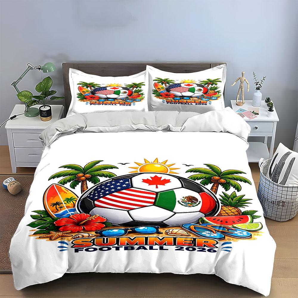 Flags, football, palm trees. Bedding sets Duvet cover sets Duvet covers Pillowcases(1 * Duvet Cover 2 * Pillowcases, without duvet insert)
