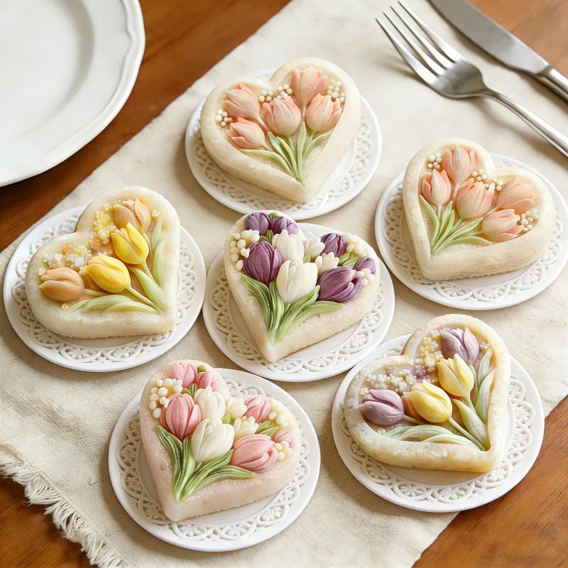 3D Heart-Shaped Tulips Silicone Mold Easy To Clean And Demould For Handmade Diy Candle Soap Decoration Ornaments