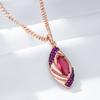 Shiny Red Natural Zircon Pendant Necklace For Women  Rose Gold And Black Plating Daily Fine Vintage Pendant Jewelry