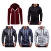 Fall Winter Men Jacket Hooded Drawstring Zip-up Long Sleeves Solid Color Cardigan Elastic Cuff Pockets Mid Length Hoodie Jacket