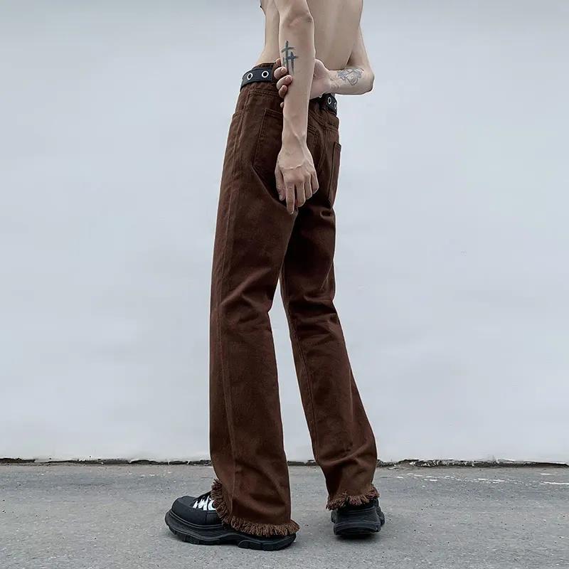 High Street Vintage Braune Bootcut-Hosen Herrenbekleidung Amerikanisch Locker Frühling Herbst Neue Modische Grobe Webkante Basic-Jeans