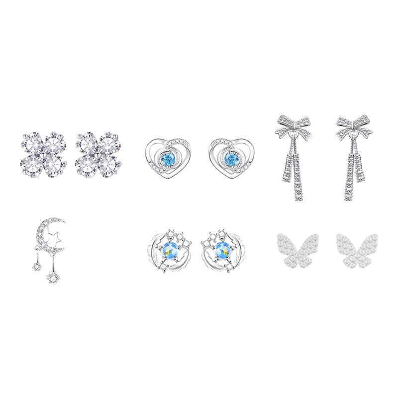 Zhou Baifu Elegant 925 Sterling Silver Earring Set