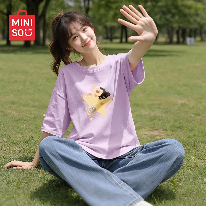 MINISO Women s Pure Cotton Short Sleeve T-Shirt S