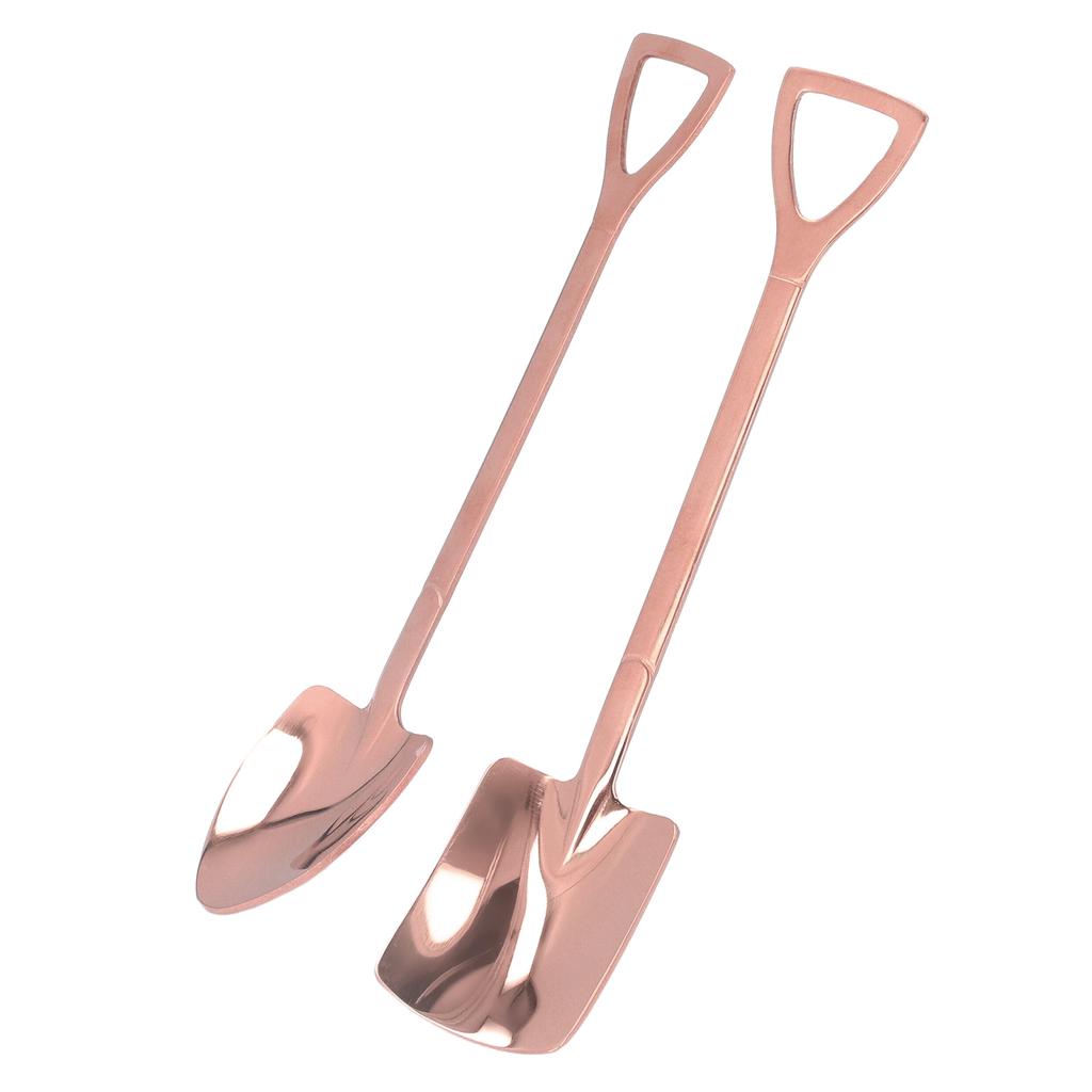 2Pcs Shovel Spoons Stainless Steel Sturdy Durable Anticorrosion Glossy Ergonomic Design Widely Used