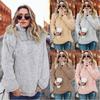 Premium Womens Fleece Fur Hoodie Winter Woolen Thermal Ladies Zip Sweater Blouse