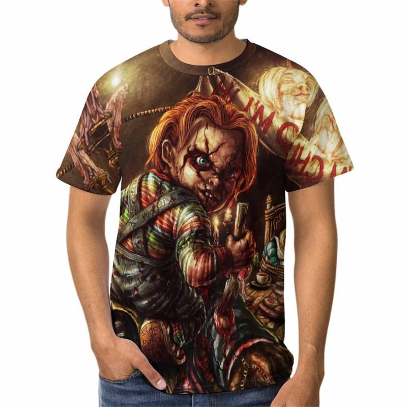 New Fashion Horror Movie Bride Of Chucky 3D Print Casual T-Shirt Men's Short Sleeve Tops Cool High Quality Tshirts Tee Clothing