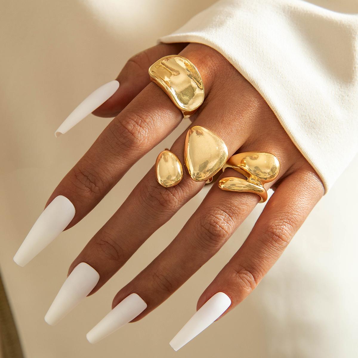 

Минималистская личность Геометрические элементы Преувеличенные нерегулярные сплав Открытое кольцо Женские украшения Способные коммутировать Мода Сочетание