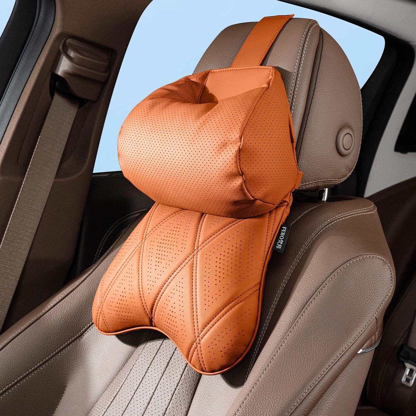 Nappa Leather All-Season Car Neck and Headrest Pillow