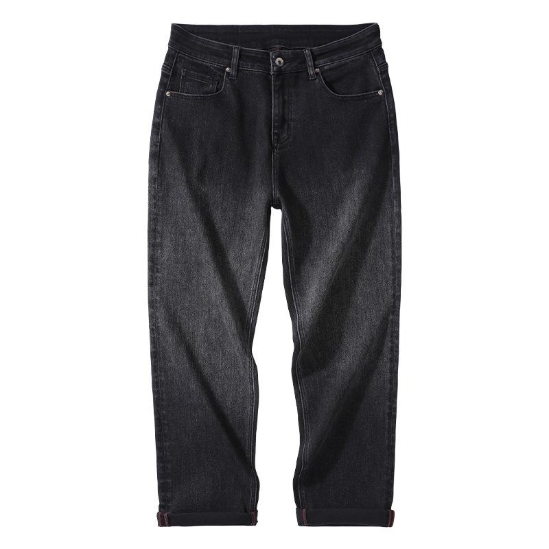 New Spring and Summer Men's Loose Straight American High Street Stretch Black Jeans