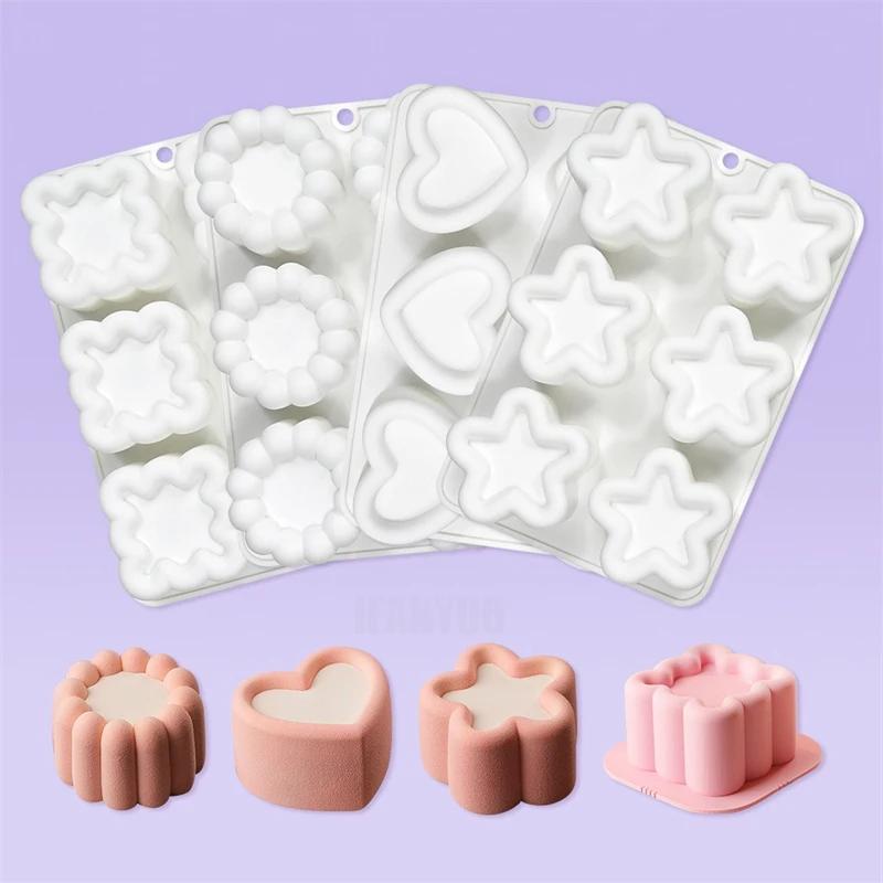 Valentinstag Nut Liebe Form Mousse Form Blume Stern Runde Quadrat Kuchen Backen Silikon Formen Jelly Pudding Backen Werkzeuge