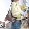 PU Leather Small Square Bag Korean Style Single Shoulder Bag Vintage Underarm Bag  Office Worker