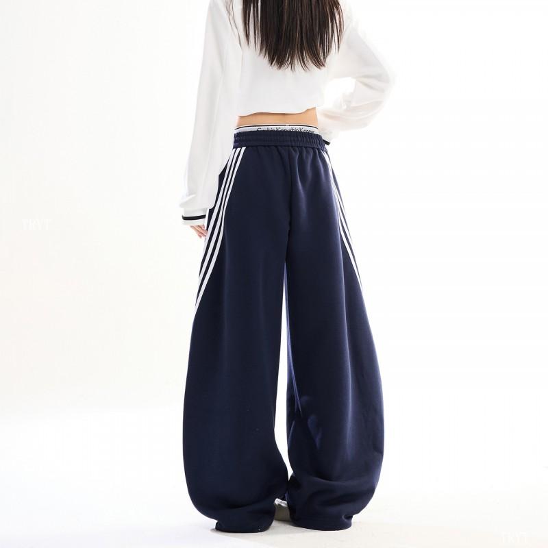 Men Women Loose Fit Striped Track Pants Casual Joggers Streetwear Style Comfortable Wide Leg Sweatpants