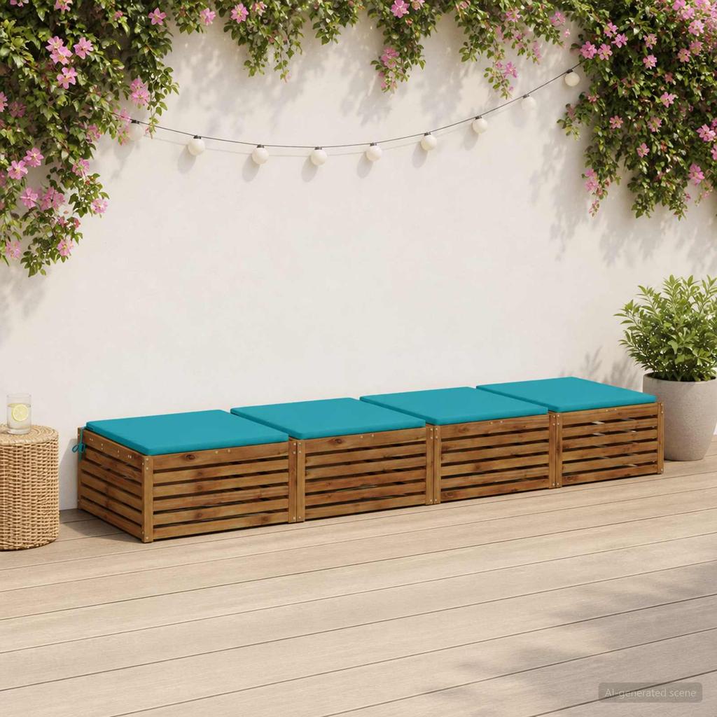 4 piece seat cushions SOEST 4 pcs. 100percent Polyester Turquoise
