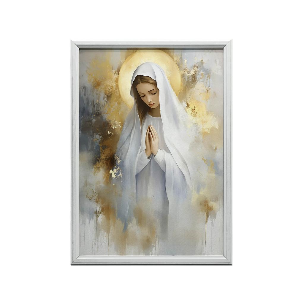 Poster Prayer of Mary In Golden Glow Poster Prayer of Mary In Golden Glow, 30X40 Cm, Unframed, Matte Paper 230 Gsm