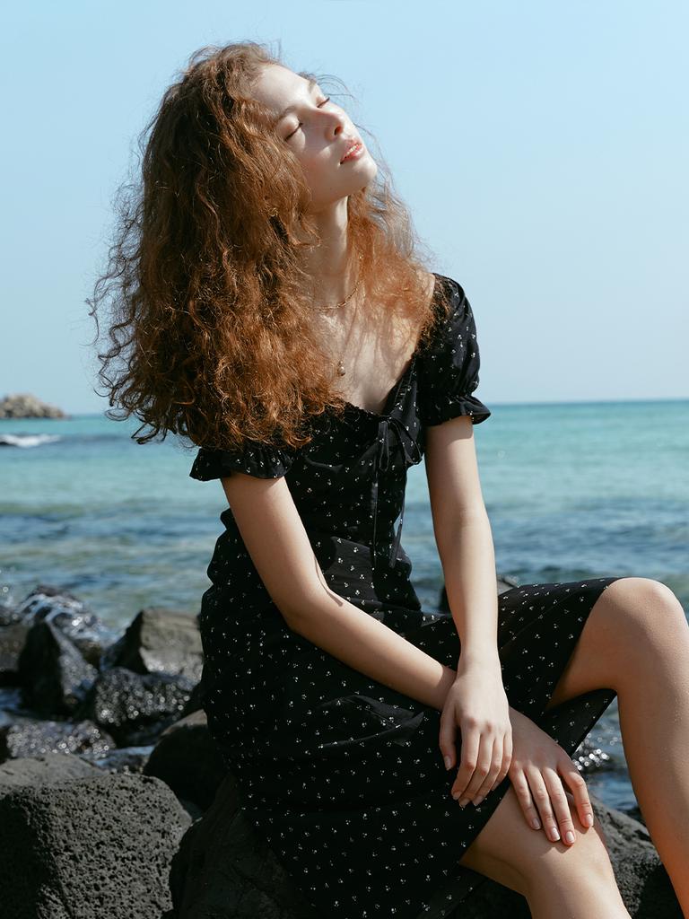 Lenina Melania Puff Sleeve Dress_Black