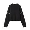 Womens Knit Sweater Round Neck Warm Layered Color Block Chic Pullover Casual Long Sleeve Top M6221